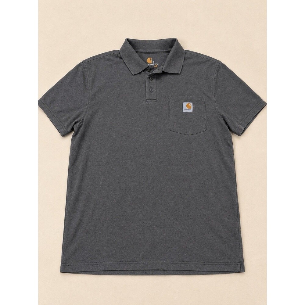 Carhartt Men’s Original Fit Gray Short Sleeve Pocket Polo Shirt Size M